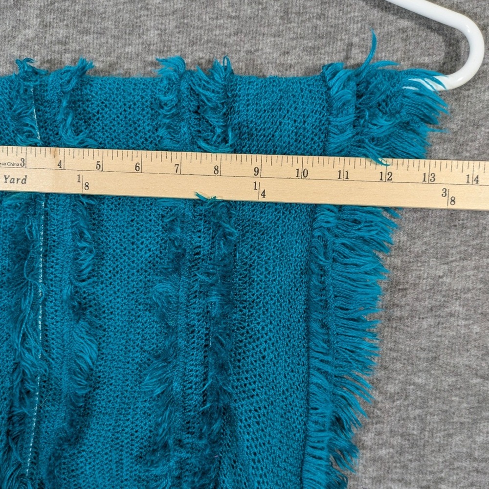 Teal Blue Eyelash Fringe Infinity Scarf Open Knit Acrylic Boho Circle Scarf - Picture 3 of 6